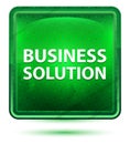 Business Solution Neon Light Green Square Button Royalty Free Stock Photo