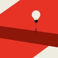 Business solution, overcome challenge vector concept. Minimalist art style. Businessman flying lightbulb balloon over