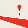 Business solution, overcome challenge vector concept. Minimalist art style. Businessman flying lightbulb balloon over