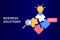 Business solution and support, problem solving and decision making, innovative ideas concept. Connecting puzzle elements, team met