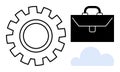 Business Process and Cloud Computing Concept with Gear, Briefcase, and Cloud Icon Royalty Free Stock Photo