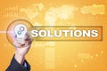 Business solutions concept on the virtual screen Royalty Free Stock Photo