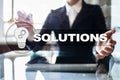 Business solutions concept on the virtual screen. Royalty Free Stock Photo