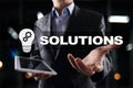 Business solutions concept on the virtual screen. Royalty Free Stock Photo