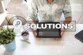 Business solutions concept on the virtual screen. Royalty Free Stock Photo