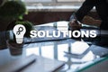 Business solutions concept on the virtual screen. Royalty Free Stock Photo