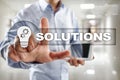 Business solutions concept on the virtual screen. Royalty Free Stock Photo