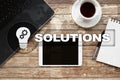 Business solutions concept on the virtual screen. Royalty Free Stock Photo