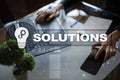 Business solutions concept on the virtual screen. Royalty Free Stock Photo