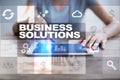 Business solutions concept on the virtual screen. Royalty Free Stock Photo