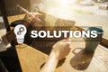Business solutions concept on the virtual screen. Royalty Free Stock Photo
