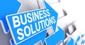 Business Solutions - Label on the Blue Cursor. 3D.