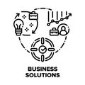 Business Solutions Strategy Vector Concept Black Illustration