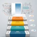 Business staircase doorway conceptual infographics. Royalty Free Stock Photo