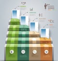 Business staircase doorway conceptual infographics.