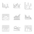 Business stand icons set, outline style