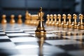 Business standout Golden chess pawn rises above the crowd of silver