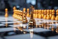 Business standout Golden chess pawn rises above the crowd of silver