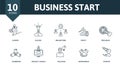 Business Start icon set. Collection of simple elements such as the growth, control, career, succes, profit, teamwork Royalty Free Stock Photo