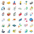 Business start icons set, isometric style