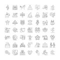 Business start linear icons, signs, symbols vector line illustration set Royalty Free Stock Photo