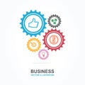 Business start up concept with colorful gear icons illustration. Royalty Free Stock Photo