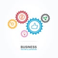 Business start up concept with colorful gear icons illustration. Royalty Free Stock Photo