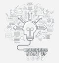 Business start up concept doodles icons set.