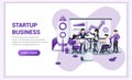 Business start up concept with people in meeting and working on the screen presentation. Can use for web banner, infographics, Royalty Free Stock Photo