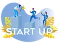 Business Start up, Businessman Going up by Stairs. Royalty Free Stock Photo