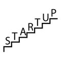 Business start up icon. Startup word on steps . Vector illustration 10eps
