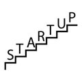 Business start up icon. Startup word on steps . Vector illustration 10eps Royalty Free Stock Photo