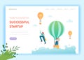 Business Start Up Innovation Concept Landing Page Template. Investment in Idea with Light Bulb Symbol and Businessman Royalty Free Stock Photo