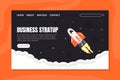 Business Start Up Landing Page Template, New Business Project, Rocket Launch Vector illustration Royalty Free Stock Photo
