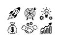 Business startup and growth icons rocket target Ai-Generated Royalty Free Stock Photo