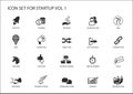 Business startup icon set. Vector symbols for various business situations