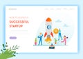 Business Startup Landing Page Template. Investment, Career Boost and Strategy Banner with Business People Characters