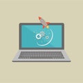 Business startup Laptop with rocket Royalty Free Stock Photo