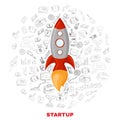 Business startup launch concept poster print