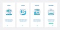 Business startup line branding technology UX, UI onboarding mobile app page screen set