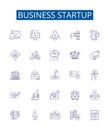 Business startup line icons signs set. Design collection of Entrepreneur, Funding, Networking, Planning, Investors