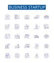 Business startup line icons signs set. Design collection of Entrepreneur, Funding, Networking, Planning, Investors