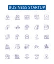 Business startup line icons signs set. Design collection of Entrepreneur, Funding, Networking, Planning, Investors