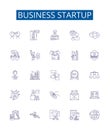 Business startup line icons signs set. Design collection of Entrepreneur, Funding, Networking, Planning, Investors