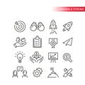 Business startup line vector icon set. Growth start up development.