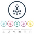 business startup outline flat color icons in round outlines Royalty Free Stock Photo