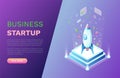 Business Startup Rocket with Currency and Money