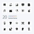 20 Business Startup Solid Glyph icon Pack like business gen man future advanced
