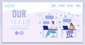 Company Call Center Team Flat Vector Web Banner