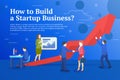 Business startup work moments flat banner. Business process and project management. New ideas, search for investor, increased